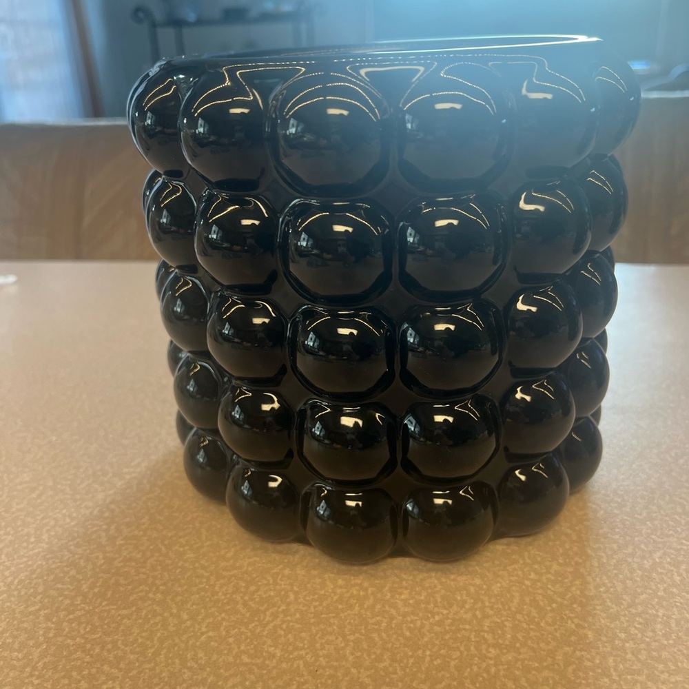 Huge Black Bubble Ceramic Planter. Lots of rounded bubbles. Super cute